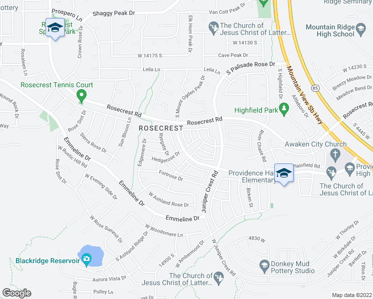 map of restaurants, bars, coffee shops, grocery stores, and more near 5107 West Stone Terrace Road in Herriman