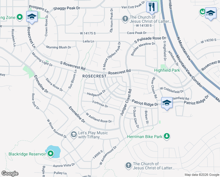 map of restaurants, bars, coffee shops, grocery stores, and more near 5103 West Stone Terrace Road in Herriman