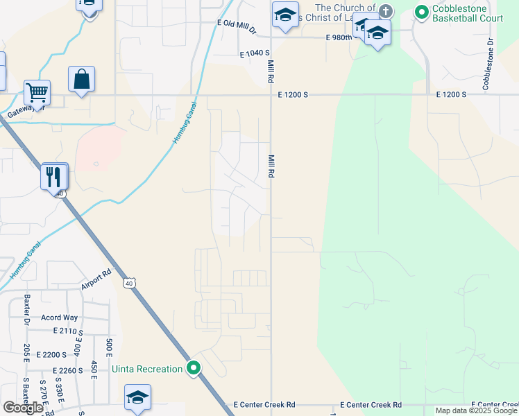 map of restaurants, bars, coffee shops, grocery stores, and more near 1143 East Becca Road in Heber City