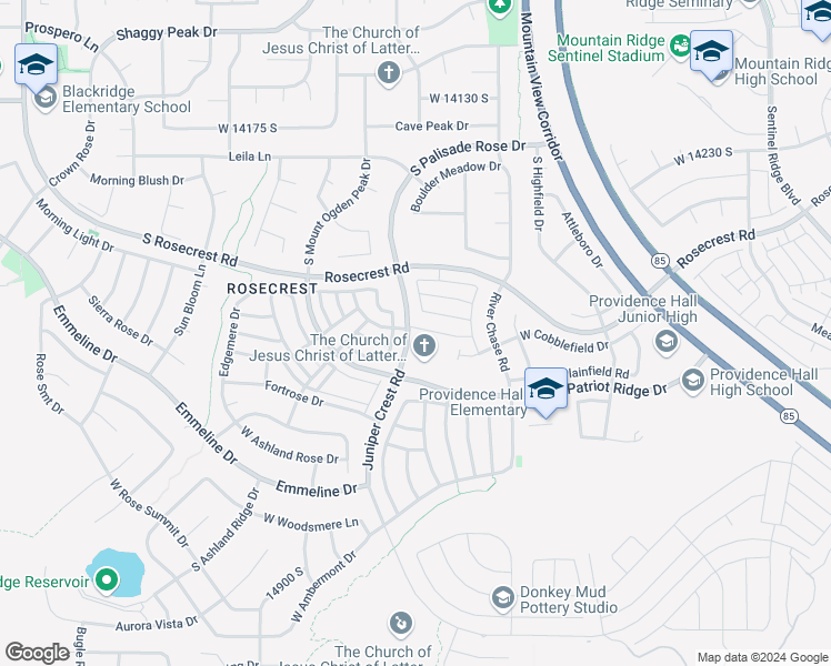 map of restaurants, bars, coffee shops, grocery stores, and more near 14488 Chrome Road in Herriman