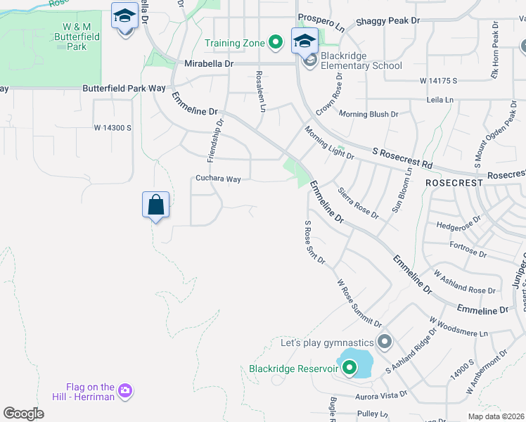 map of restaurants, bars, coffee shops, grocery stores, and more near 5677 West Eldora Circle in Herriman