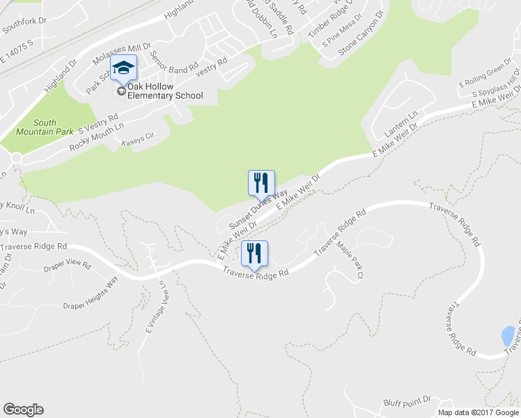 map of restaurants, bars, coffee shops, grocery stores, and more near 1154 East Sunset Dunes Way in Draper