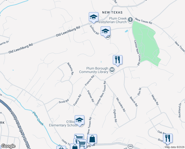 map of restaurants, bars, coffee shops, grocery stores, and more near 465 Francis Road in Pittsburgh