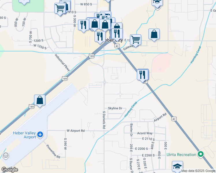 map of restaurants, bars, coffee shops, grocery stores, and more near 105 East Turner Mill Road in Heber City