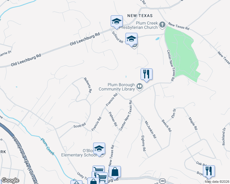 map of restaurants, bars, coffee shops, grocery stores, and more near 465 Francis Road in Pittsburgh