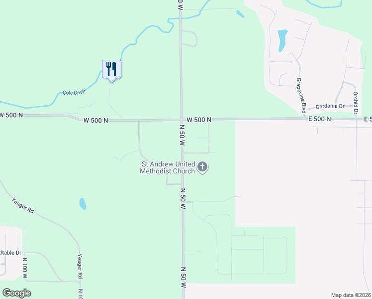 map of restaurants, bars, coffee shops, grocery stores, and more near 4901 N 50 W in West Lafayette