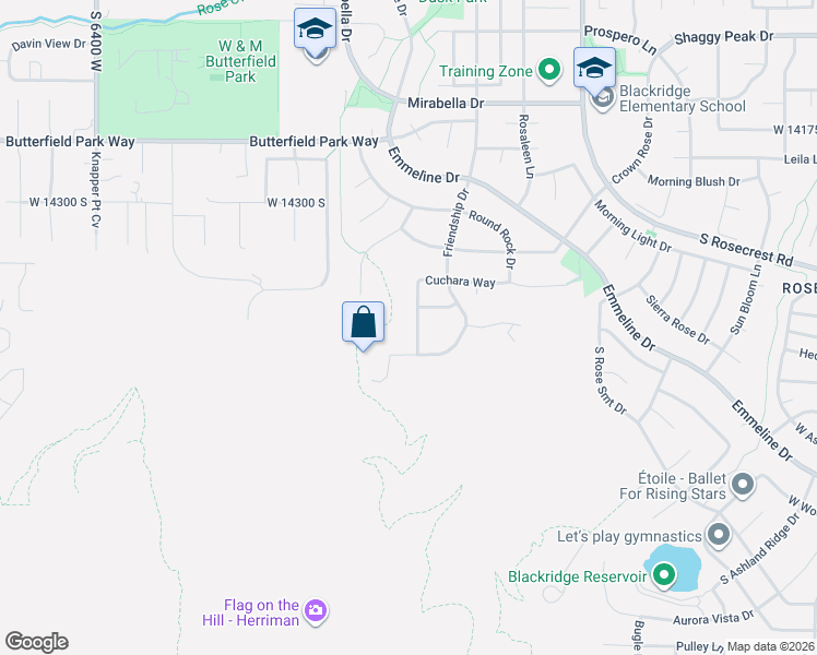 map of restaurants, bars, coffee shops, grocery stores, and more near 14463 Muirwood Circle in Herriman