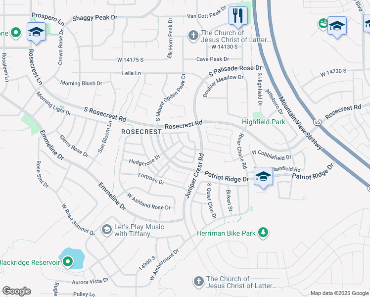 map of restaurants, bars, coffee shops, grocery stores, and more near 5037 Boulder Crest Drive in Herriman