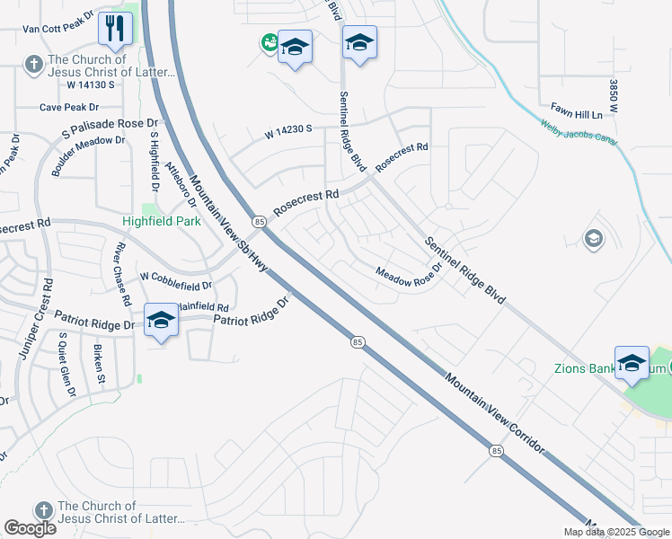 map of restaurants, bars, coffee shops, grocery stores, and more near 4416 South Juniper Haven Drive in Herriman