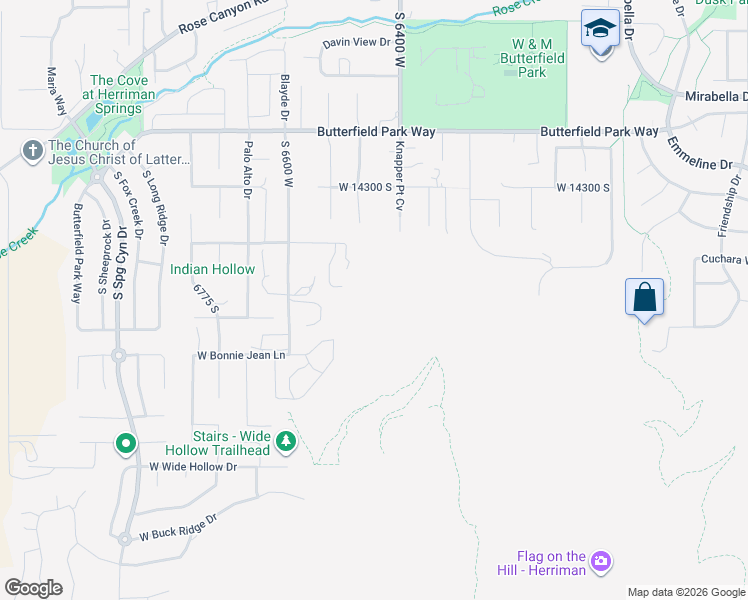 map of restaurants, bars, coffee shops, grocery stores, and more near 6622 Bonnie Jean Lane in Herriman