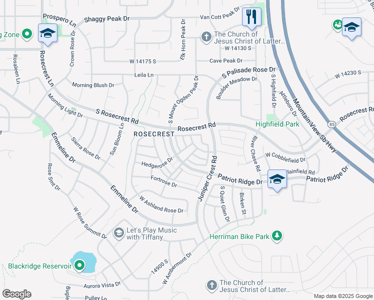 map of restaurants, bars, coffee shops, grocery stores, and more near 5079 West Stone Terrace Road in Herriman