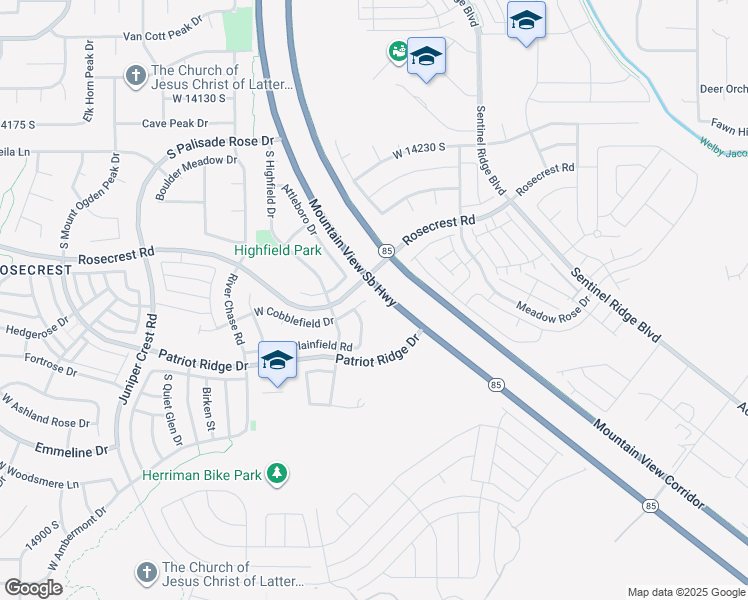 map of restaurants, bars, coffee shops, grocery stores, and more near 4591 Heritagefield Circle in Herriman