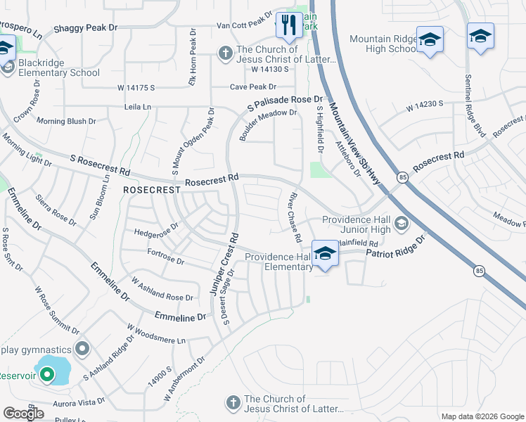 map of restaurants, bars, coffee shops, grocery stores, and more near 4917 Chrome Road in Herriman