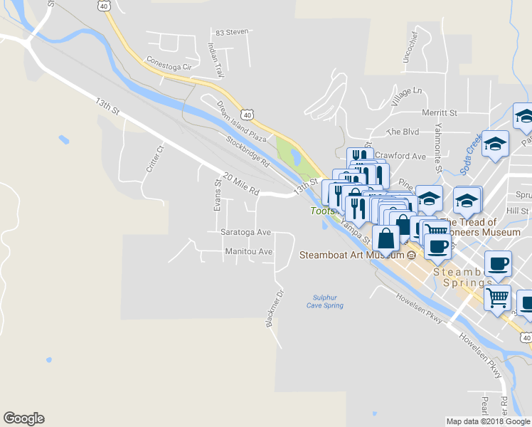 map of restaurants, bars, coffee shops, grocery stores, and more near 644 Gilpin Street in Steamboat Springs
