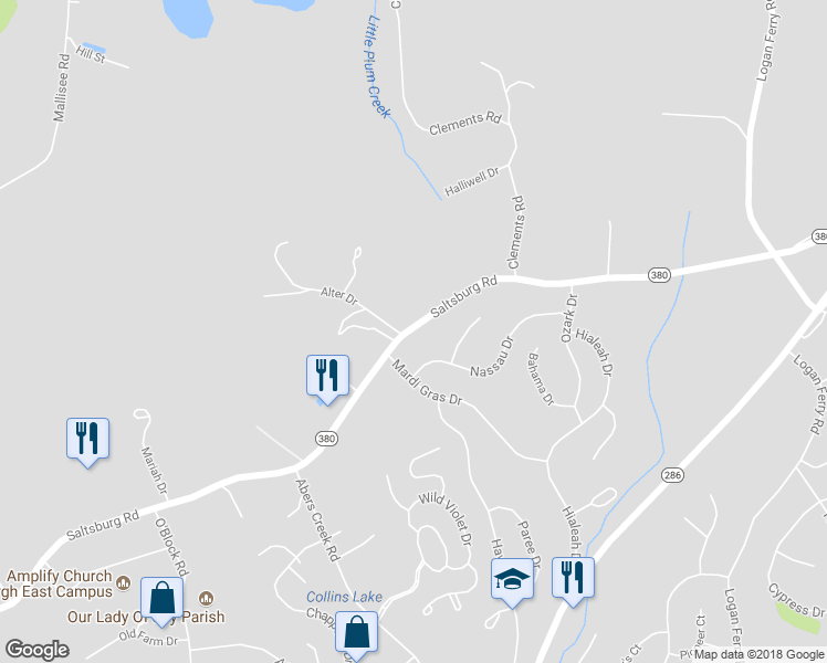 map of restaurants, bars, coffee shops, grocery stores, and more near 9908 Saltsburg Road in Pittsburgh