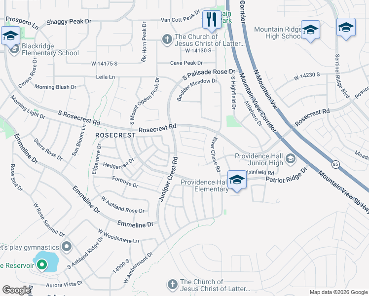 map of restaurants, bars, coffee shops, grocery stores, and more near 4947 Chrome Road in Herriman