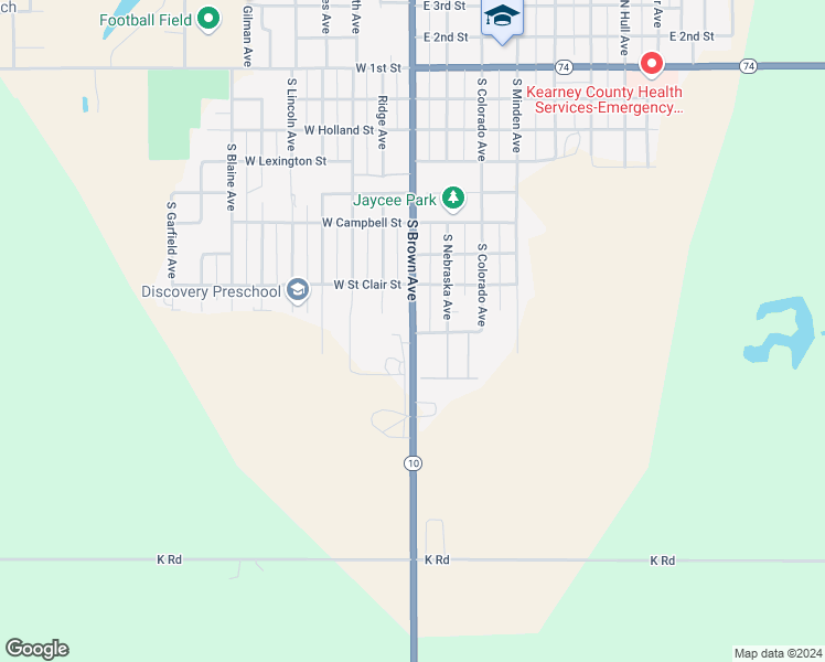 map of restaurants, bars, coffee shops, grocery stores, and more near 899 South Brown Avenue in Minden