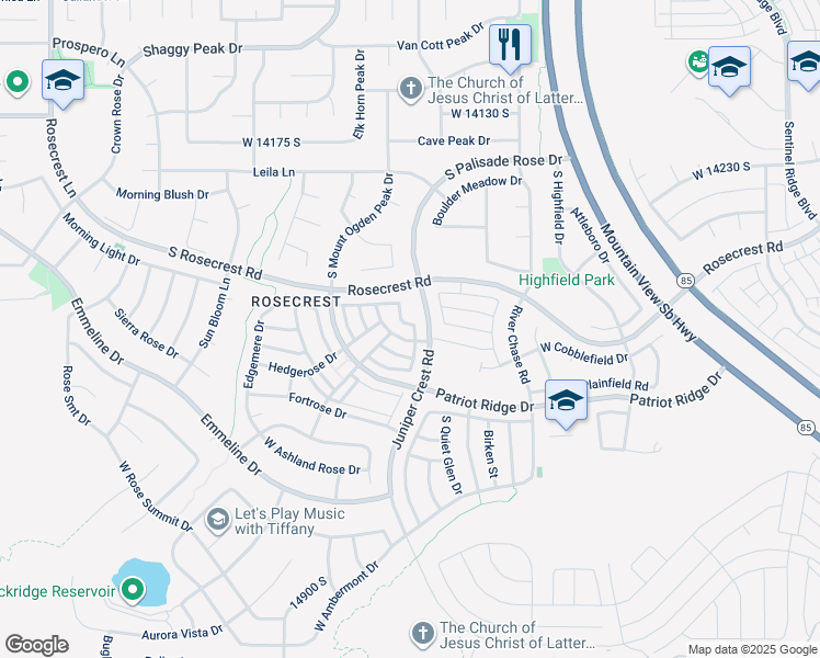 map of restaurants, bars, coffee shops, grocery stores, and more near 5007 West Rockmont Drive in Herriman