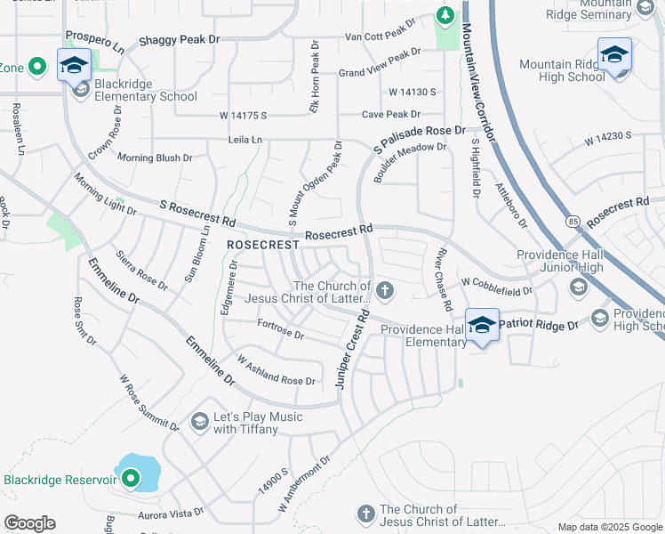 map of restaurants, bars, coffee shops, grocery stores, and more near 14491 Boulder Crest Drive in Herriman