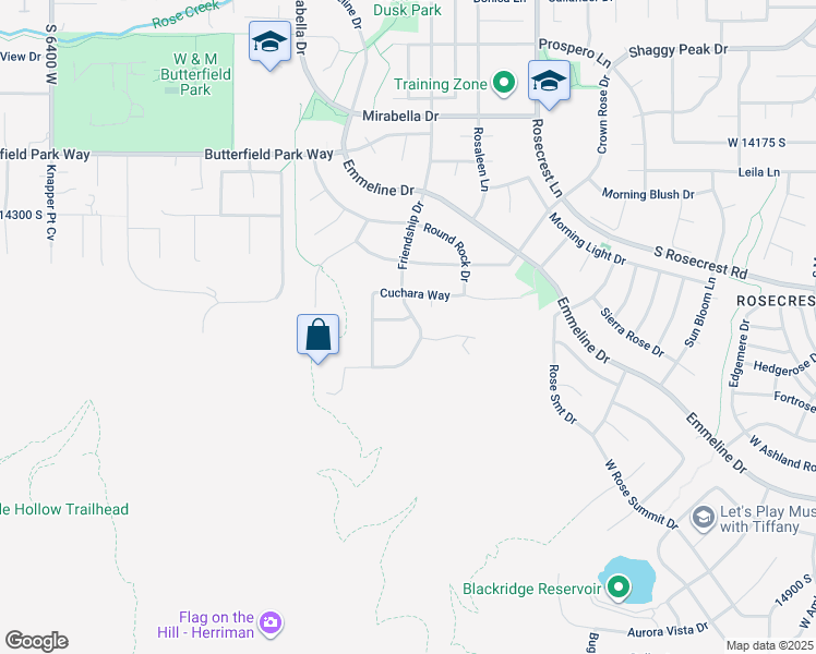 map of restaurants, bars, coffee shops, grocery stores, and more near 5817 Crested Butte Way in Herriman