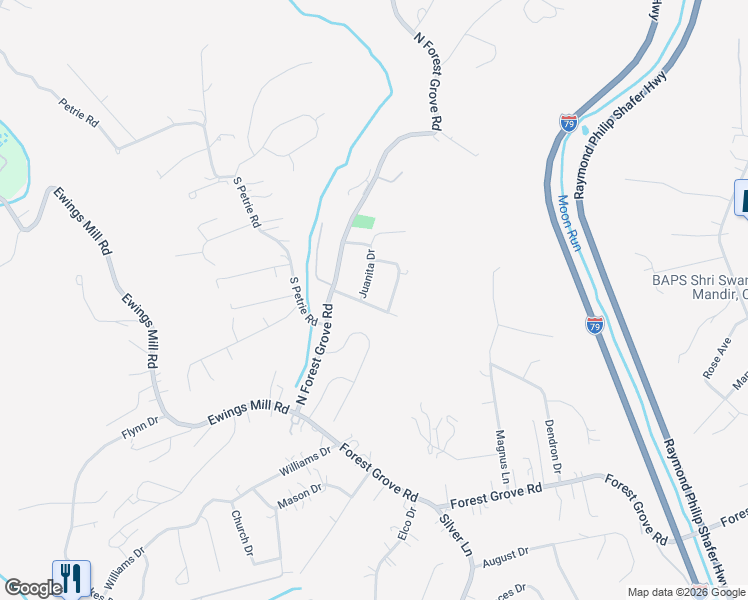map of restaurants, bars, coffee shops, grocery stores, and more near 1111 Zenobia Drive in Coraopolis