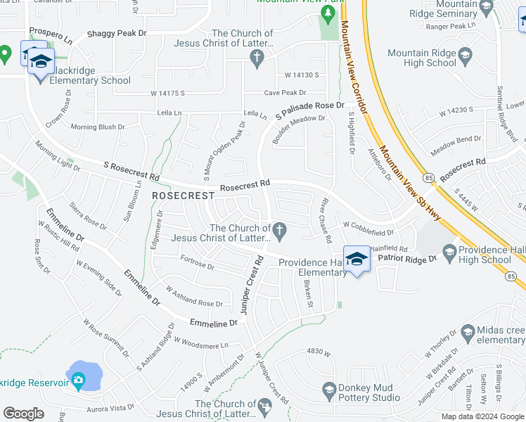 map of restaurants, bars, coffee shops, grocery stores, and more near 14487 South Siltstone Road in Herriman