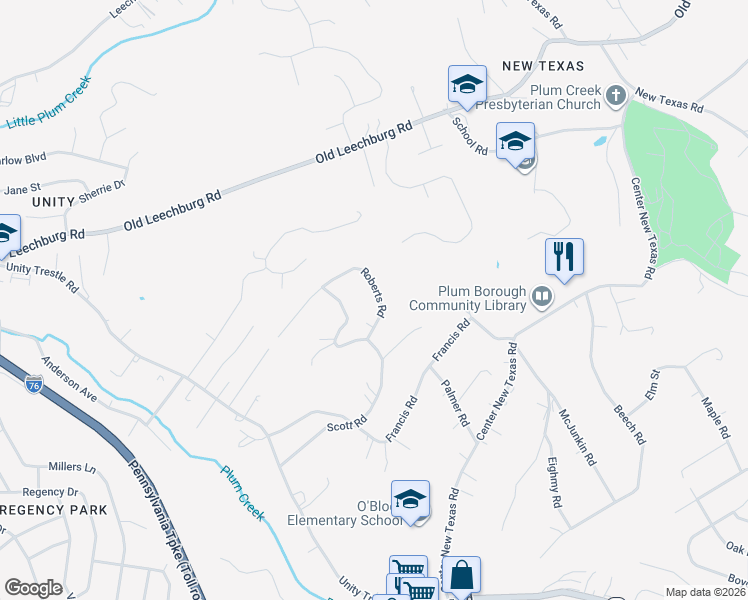 map of restaurants, bars, coffee shops, grocery stores, and more near 410 Roberts Road in Pittsburgh