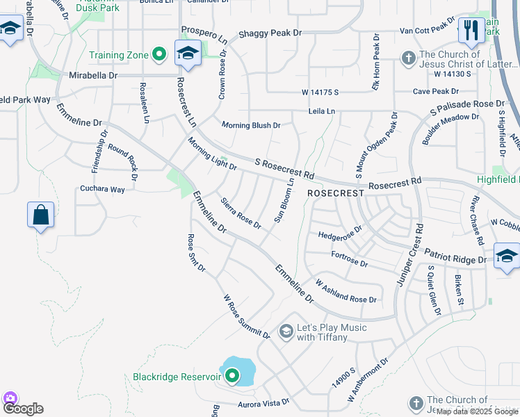 map of restaurants, bars, coffee shops, grocery stores, and more near 14477 Helena Rose Drive in Herriman