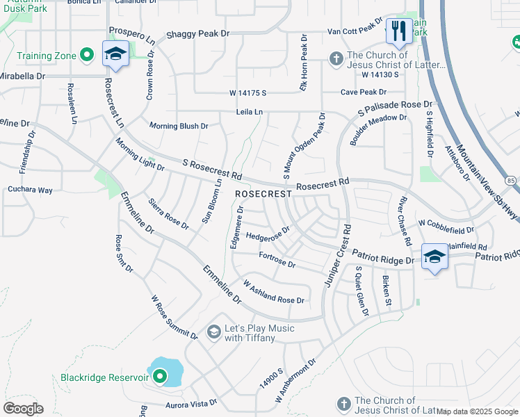 map of restaurants, bars, coffee shops, grocery stores, and more near 5198 West Courtly Lane in Herriman