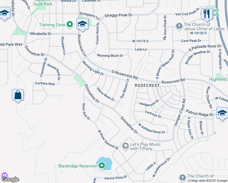 map of restaurants, bars, coffee shops, grocery stores, and more near 14477 Helena Rose Drive in Herriman