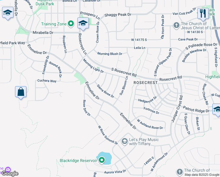 map of restaurants, bars, coffee shops, grocery stores, and more near 14477 Helena Rose Drive in Herriman