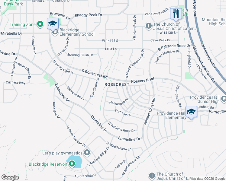 map of restaurants, bars, coffee shops, grocery stores, and more near 5212 West Courtly Lane in Herriman