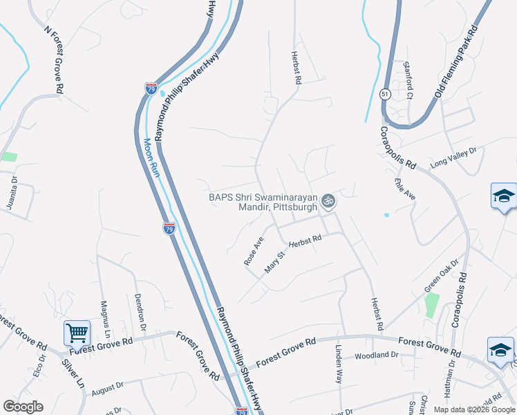 map of restaurants, bars, coffee shops, grocery stores, and more near 103 Herbst Road in Coraopolis
