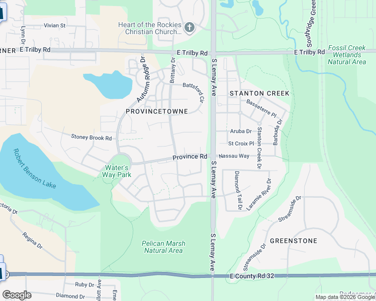 map of restaurants, bars, coffee shops, grocery stores, and more near 906 Province Road in Fort Collins