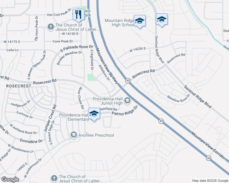map of restaurants, bars, coffee shops, grocery stores, and more near 4657 Etonboro Drive in Herriman