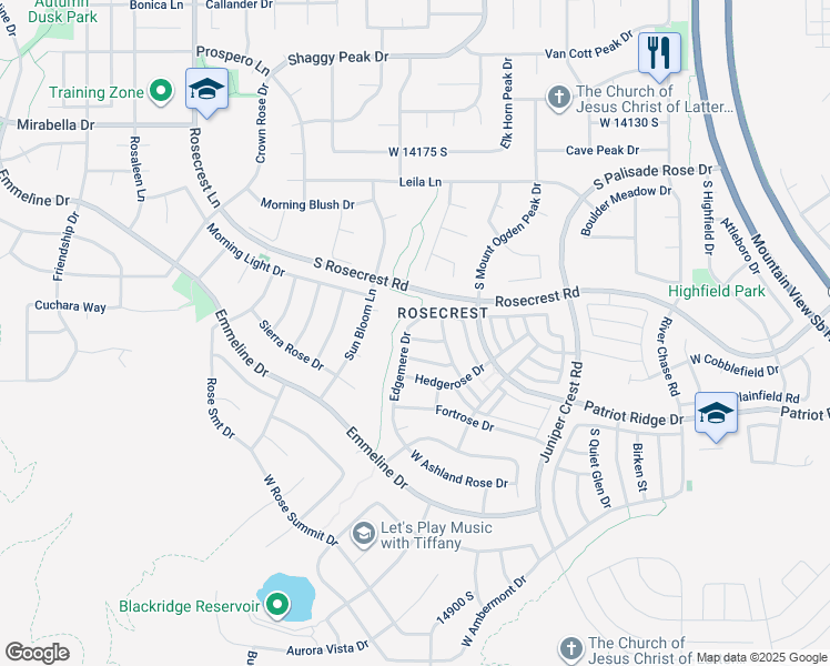 map of restaurants, bars, coffee shops, grocery stores, and more near 5232 West Courtly Lane in Herriman