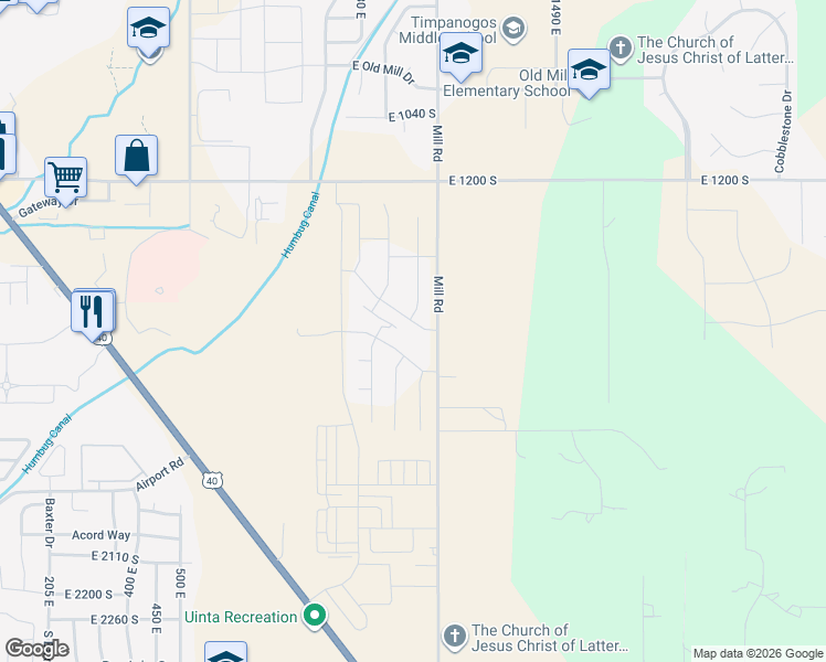 map of restaurants, bars, coffee shops, grocery stores, and more near 1158 East Tucker Lane in Heber City