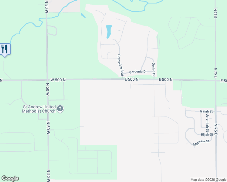 map of restaurants, bars, coffee shops, grocery stores, and more near 225 West 500 North in West Lafayette