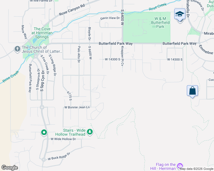 map of restaurants, bars, coffee shops, grocery stores, and more near 6622 Bonnie Jean Lane in Herriman