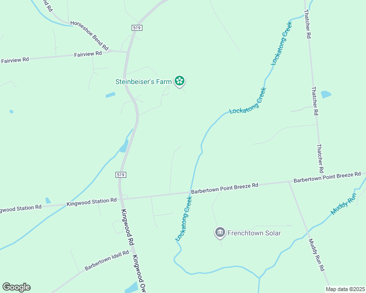 map of restaurants, bars, coffee shops, grocery stores, and more near 37 Barbertown Point Breeze Road in Frenchtown