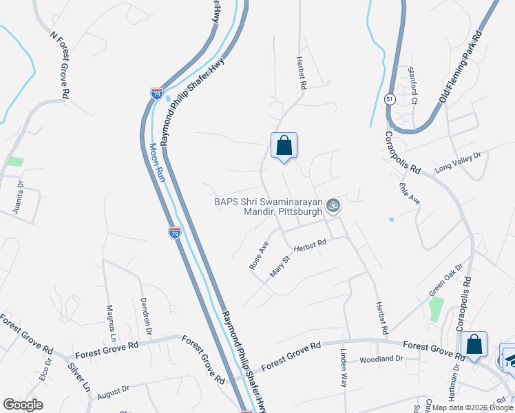 map of restaurants, bars, coffee shops, grocery stores, and more near 103 Herbst Road in Coraopolis