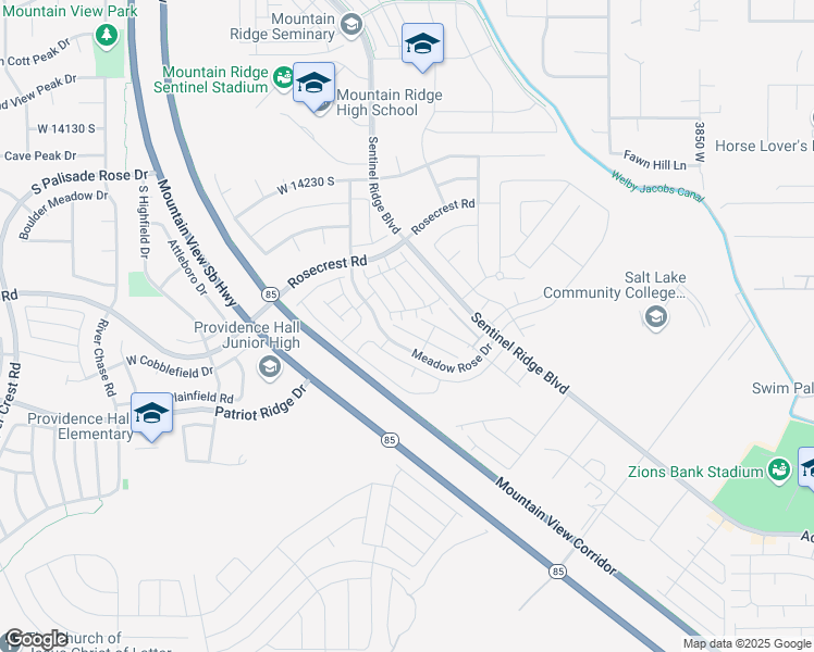 map of restaurants, bars, coffee shops, grocery stores, and more near 14487 South Ronan Lane in Bluffdale