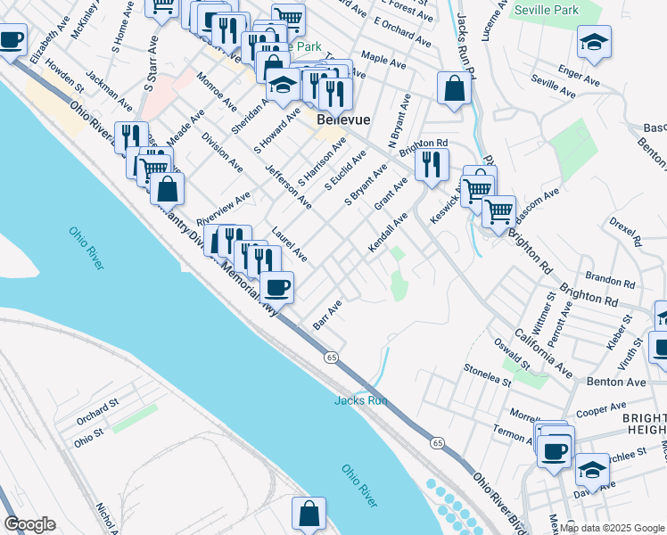 map of restaurants, bars, coffee shops, grocery stores, and more near 219 Woodlawn Avenue in Pittsburgh