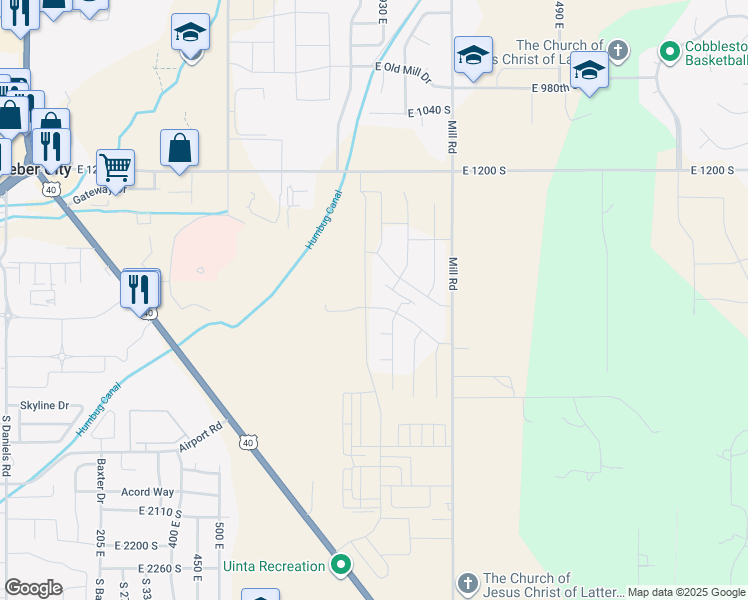 map of restaurants, bars, coffee shops, grocery stores, and more near 951 East Becca Road in Heber City
