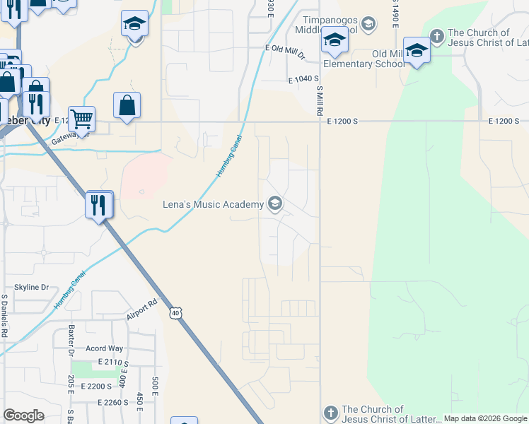 map of restaurants, bars, coffee shops, grocery stores, and more near 951 East Becca Road in Heber City
