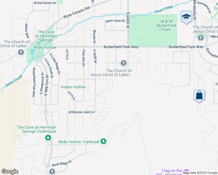 map of restaurants, bars, coffee shops, grocery stores, and more near 14447 South Johnson Vista Circle in Herriman
