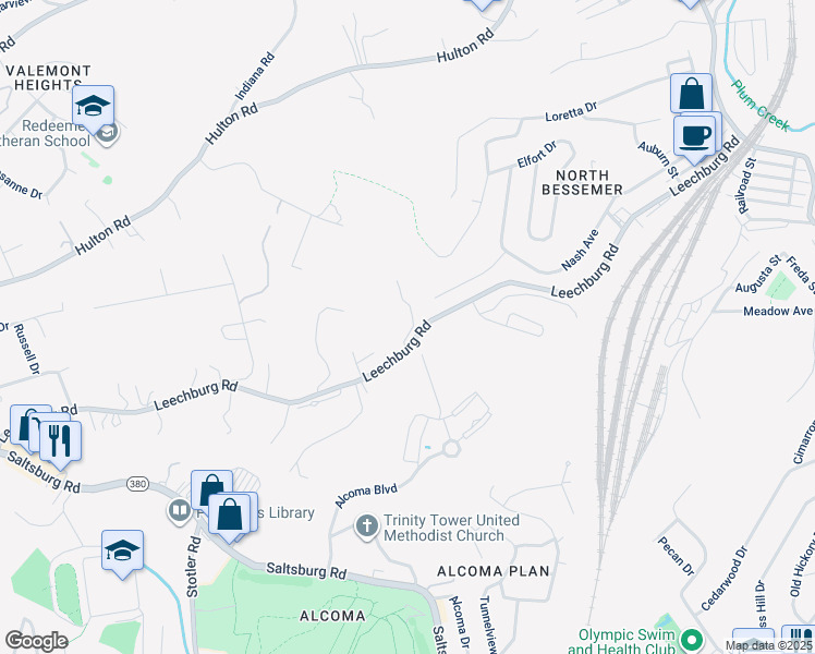 map of restaurants, bars, coffee shops, grocery stores, and more near in Penn Hills