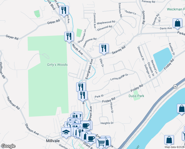 map of restaurants, bars, coffee shops, grocery stores, and more near 2 Cross Street in Pittsburgh