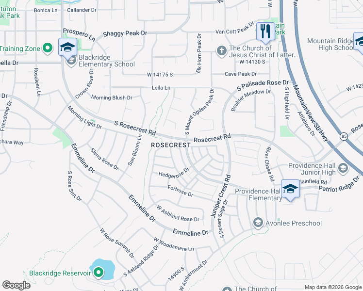 map of restaurants, bars, coffee shops, grocery stores, and more near 14393 Heartland Cove in Herriman