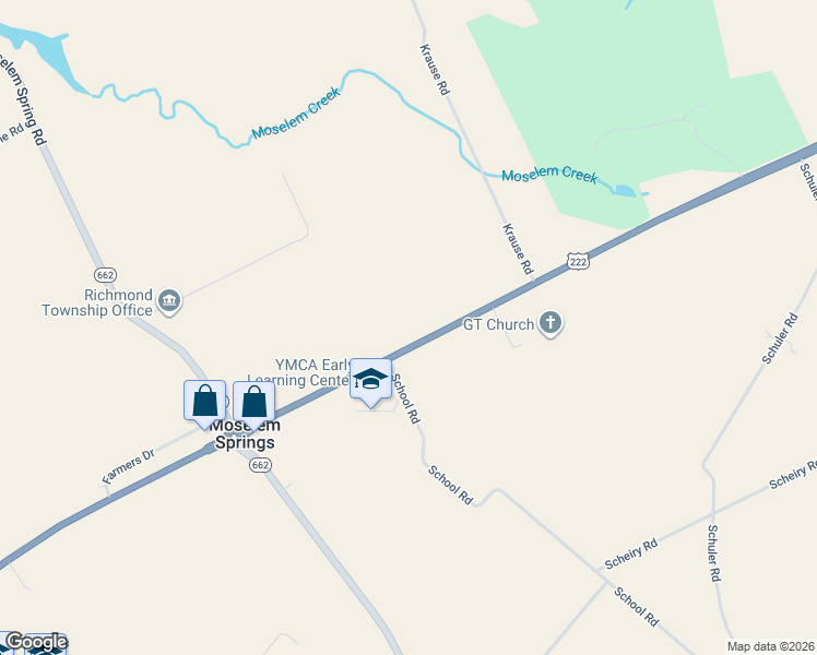 map of restaurants, bars, coffee shops, grocery stores, and more near 14457 Kutztown Road in Fleetwood